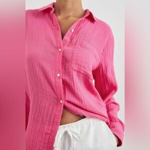 J. Crew Women’s Small Cotton Soft Gauze Button Up Shirt Wild Berry